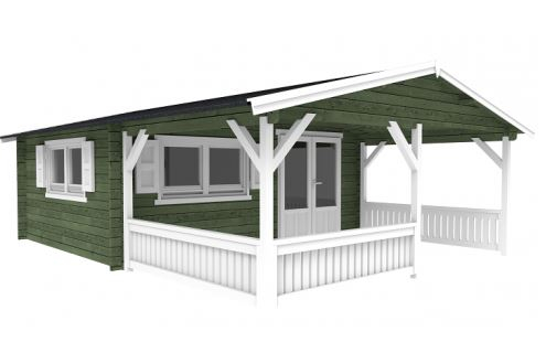 Blokhut 540x440 cm + luifel 300 cm