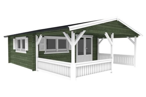 Blokhut 540x540 cm + luifel 300 cm - gecoat