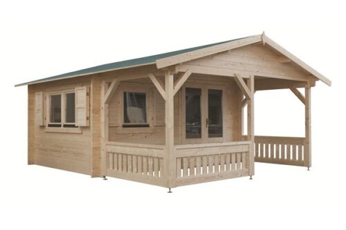 Blokhut 440x440 cm + luifel 200 cm