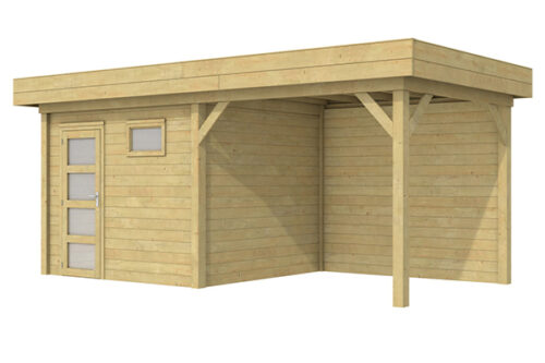 Blokhut Bonte Kraai 300x250 cm + luifel 400 cm - Geïmpregneerd