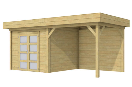 Blokhut Bonte Specht 300x250 cm + luifel 400 cm - Geïmpregneerd