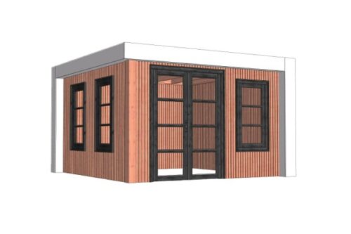 Buitenverblijf Verona 400x400 cm - Plat dak model rechts - Combinatie 1