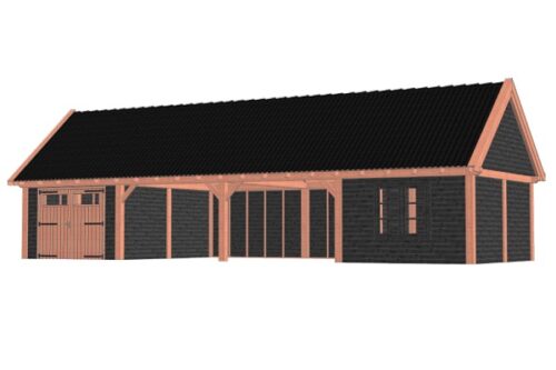 Buitenverblijf Zadeldak XXL 1505x595 cm - Combinatie 1