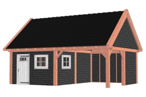 Buitenverblijf Zadeldak XXL 785x595 cm - Combinatie 1