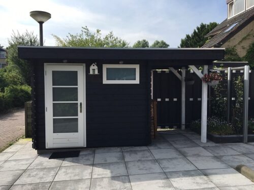 Blokhut/Tuinhuis Numansdorp 250x150 cm + luifel 150 cm 28 mm