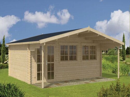 Blokhut Gijs 595x400 cm + luifel 200 cm - geïmpregneerd