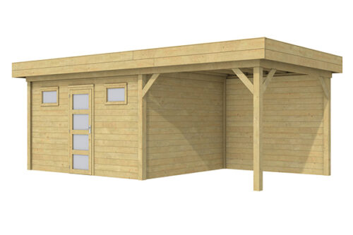 Blokhut Kievit 400x300 cm + luifel 400 cm - geïmpregneerd