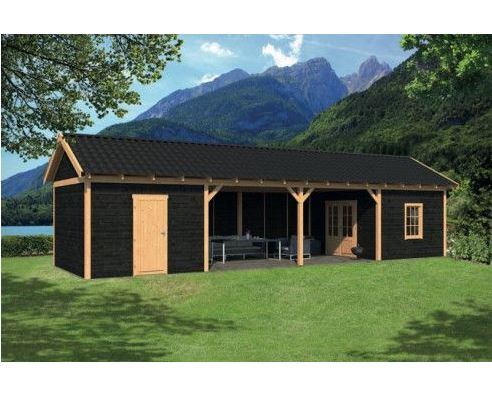 Lariks/Douglas Overkapping Hamar XL type 12 zwart 1303x445 cm