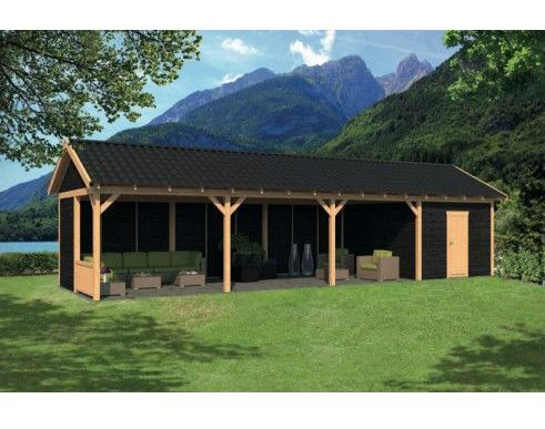 Lariks/Douglas Overkapping Hamar XL type 10 zwart 1303x445 cm