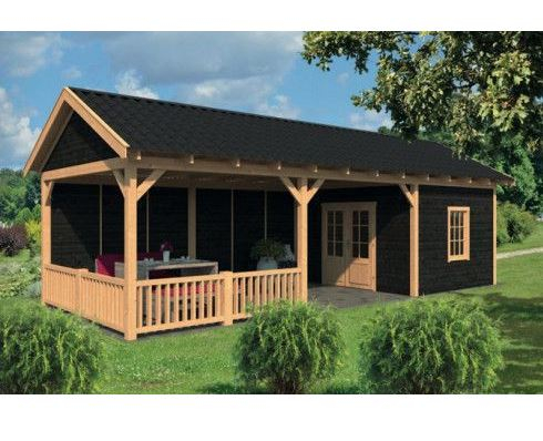 Lariks/Douglas Overkapping Hamar XL type 7 zwart 990x445cm