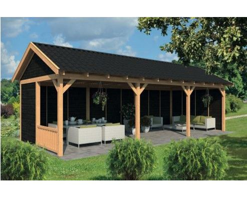 Lariks/Douglas Overkapping Hamar XL type 6 zwart 990x445cm