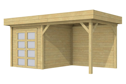 Blokhut Kolibri 250x250 cm + luifel 400 cm - Geïmpregneerd