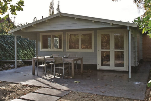 Blokhut Torsten 595x400 cm + luifel 200 cm - geïmpregneerd