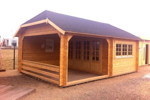 Blokhut W 440x340 + luifel 3 m - dubbelglas