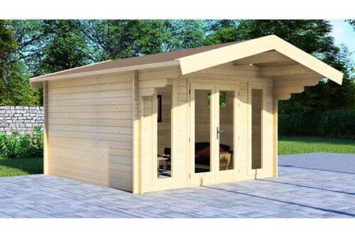 Blokhut Winterberg 380x380 cm + luifel 150 cm - Groen geïmpregneerd