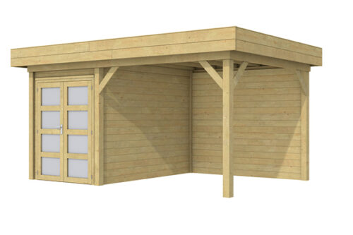 Blokhut Zwaluw 200x300 cm + luifel 400 cm - Geïmpregneerd