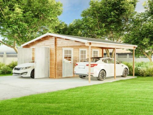 Houten garage met carport 44 iso
