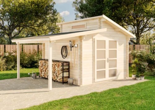 Tuinhuis aktiva met achterhuis met een trapendak