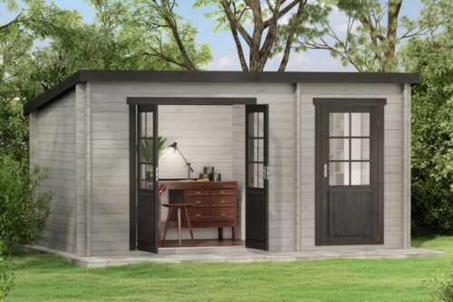 Lessenaarsdak tuinhuis maria met uitbreiding