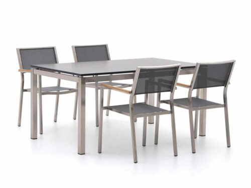 Bernstein Freiburg/Bremen 160cm dining tuinset 5-delig stapelbaar - Laagste prijsgarantie!