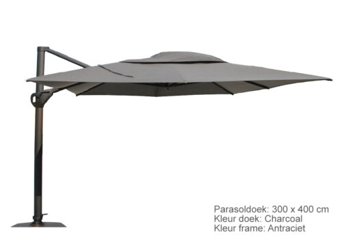4 Seasons Outdoor zweefparasol Hacienda 300 x 400 - antraciet frame