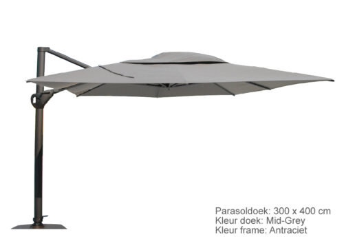 4 Seasons Outdoor zweefparasol Hacienda 300 x 400 - antraciet frame