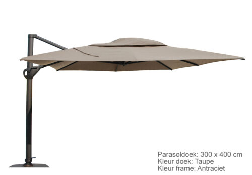4 Seasons Outdoor zweefparasol Hacienda 300 x 400 - antraciet frame