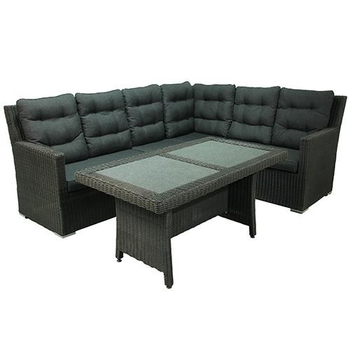 La valle lounge- diningset - Zwart incl. tussendeel 5-delig