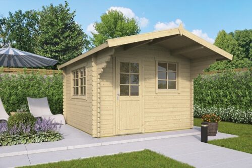 Blokhut Riho 320x320 cm + luifel 120 cm met dubbel glas