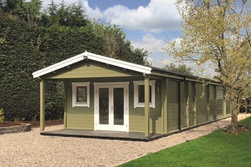 Blokhut Athy 484x1859 cm + voorluifel 150 cm