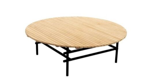 Ki koffietafel diameter106 cm Teak Zwart onderstel
