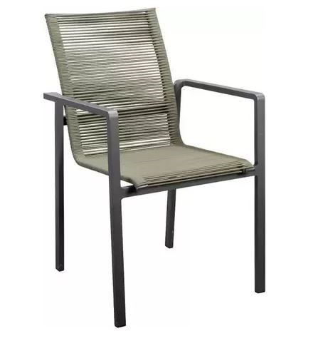 Ishi stackable dining chair alu dark grey/rope green