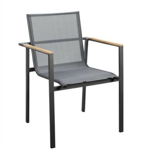 Mizu stackable dining chair alu dark grey/carbon textilene