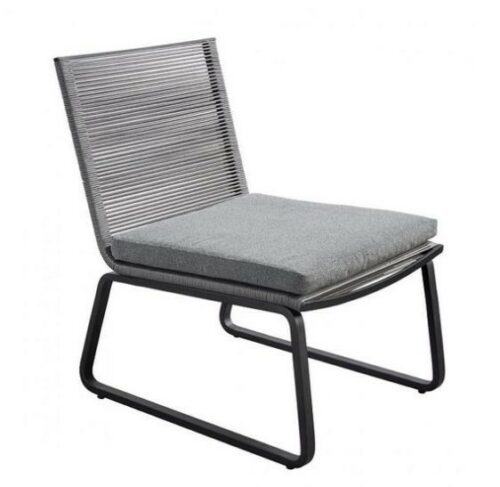 Kome lounge chair alu black/rope dark grey/kurai