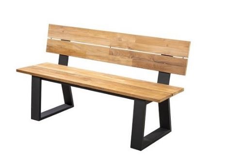 Kaihou backrest bench 150cm. alu black/teak