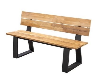 Kaihou backrest bench 175cm. alu black/teak