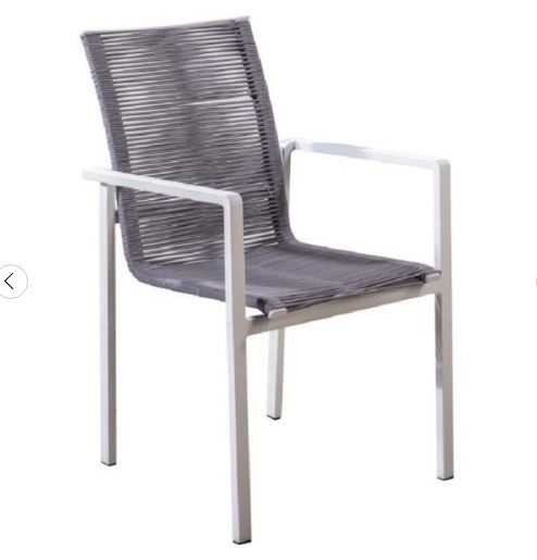 Ishi stackable dining chair alu white/rope light grey