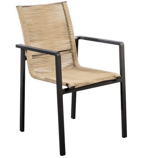 Ishi stackable dining chair alu black/rope natural