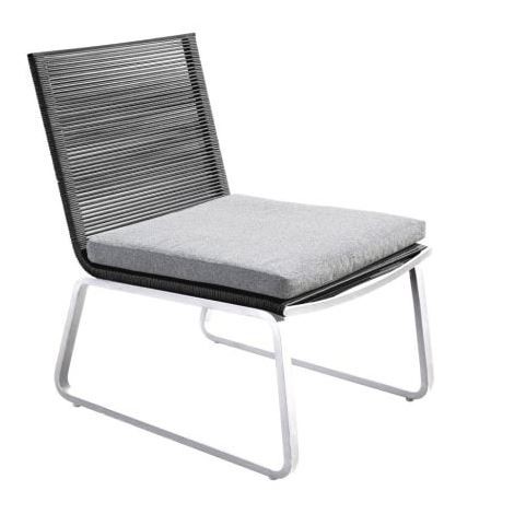 Kome lounge chair alu white/rope light grey/akarui