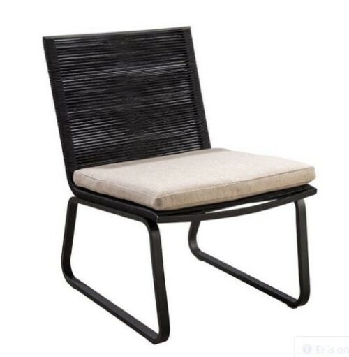 Kome lounge chair alu black/rope black/flax beige