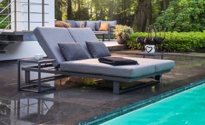 Kazoku duo lounger alu dark grey/mixed grey
