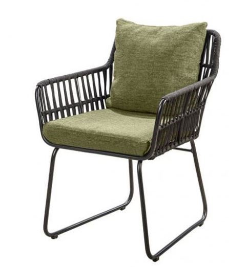Mikado dining chair alu black/rope black/emerald green