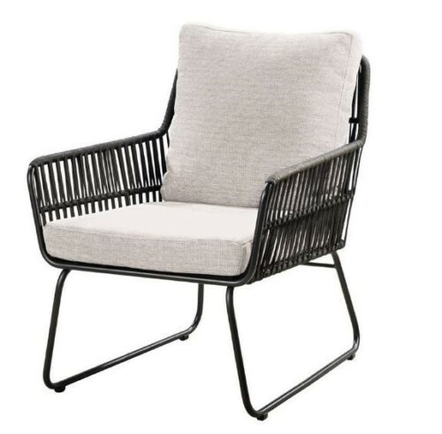 Mikado lounge chair alu black/rope black/flax beige