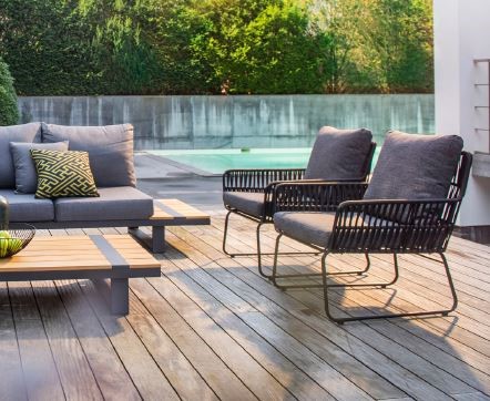 Mikado lounge chair alu black/rope black/panther black
