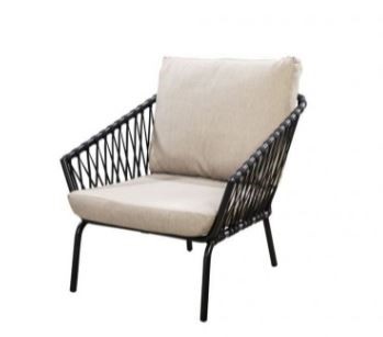 jikan lounge chair alu black/rope black/flax beige