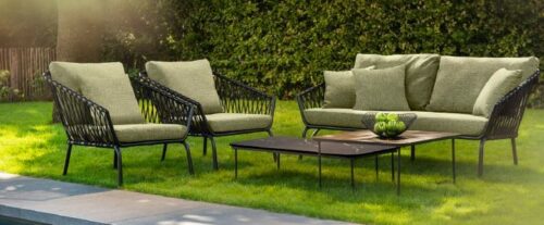 jikan lounge chair alu black/rope black/emerald green