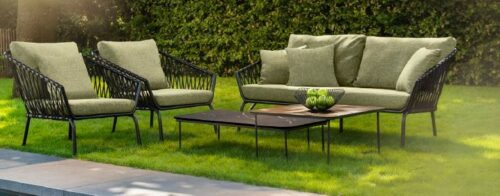 Jikan sofa 3 seater alu black/rope black/emerald green