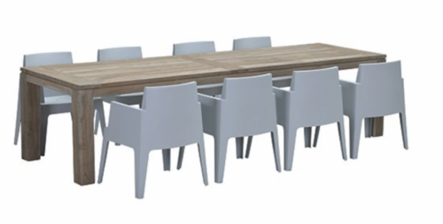 Mexico Box Diningset Grijs 300x100 cm
