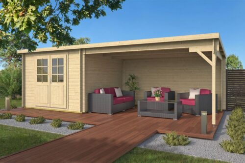 Blokhut Charlotta 300x300cm + luifel 400 cm