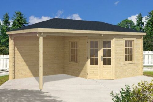 Blokhut Jannie 300x300 cm + zijluifel 275 cm - geïmpregneerd